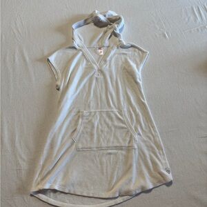 Justice Bathing Suit Cover up White Hooded Tunic with Pocket Girls Size 8/10